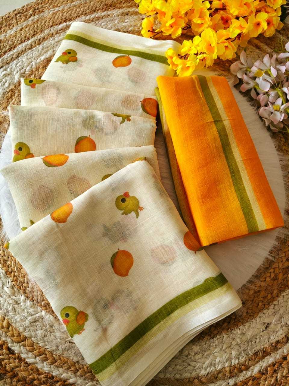 Cat Linen Printed Saree