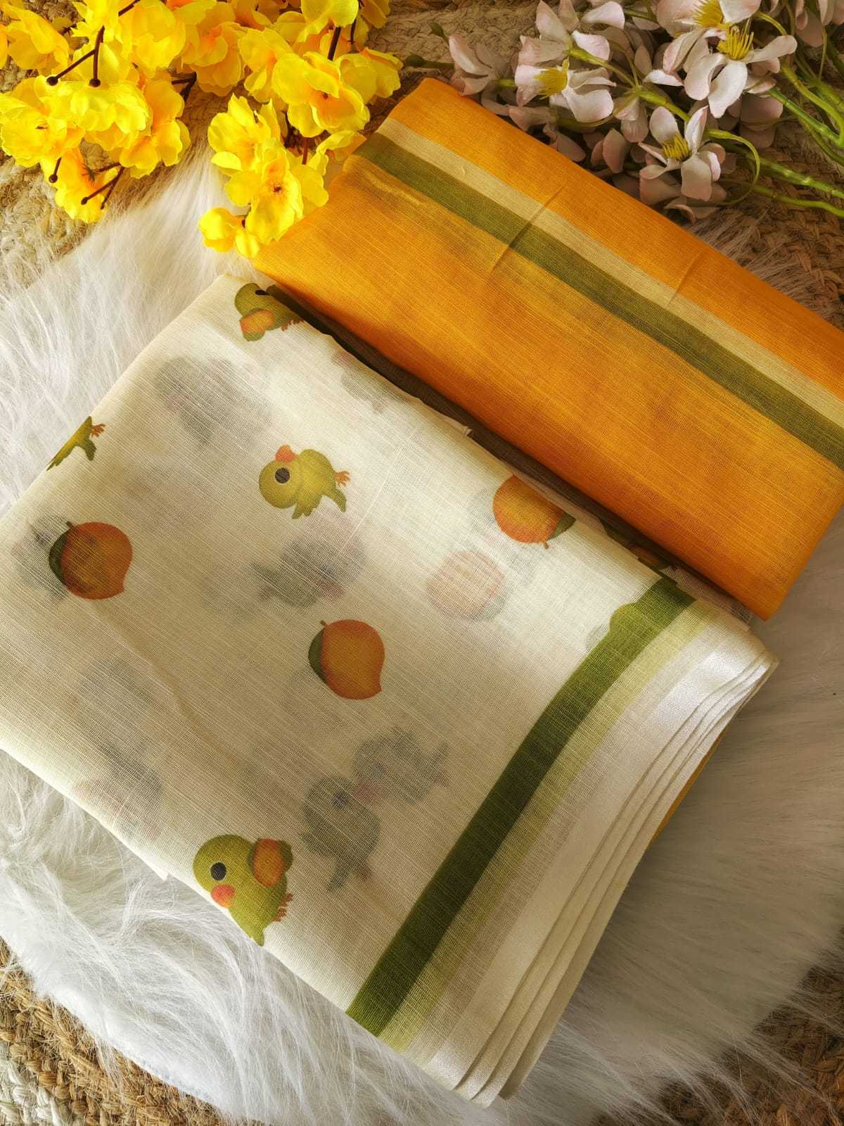 Cat Linen Printed Saree