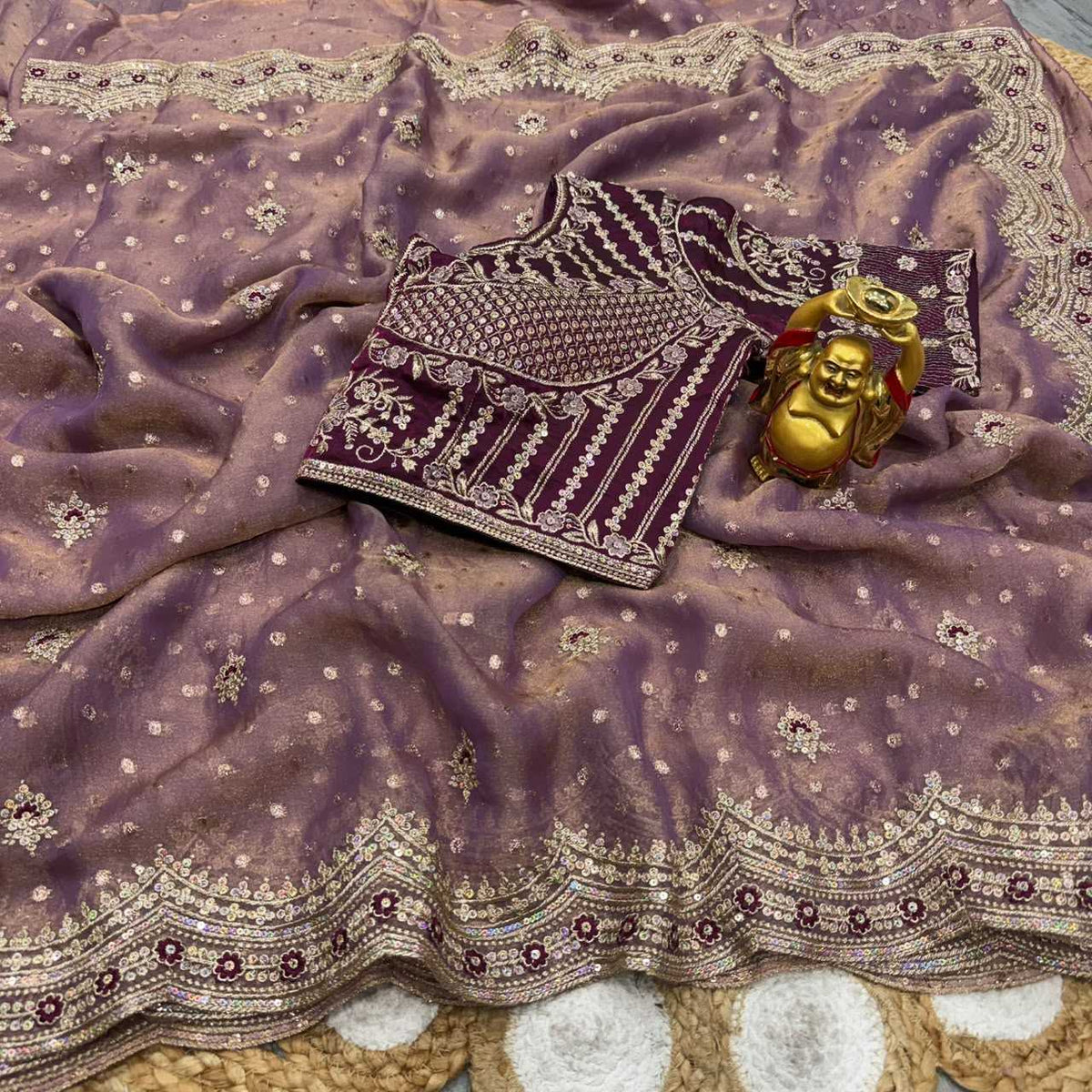 Dull Moss Designer Saree