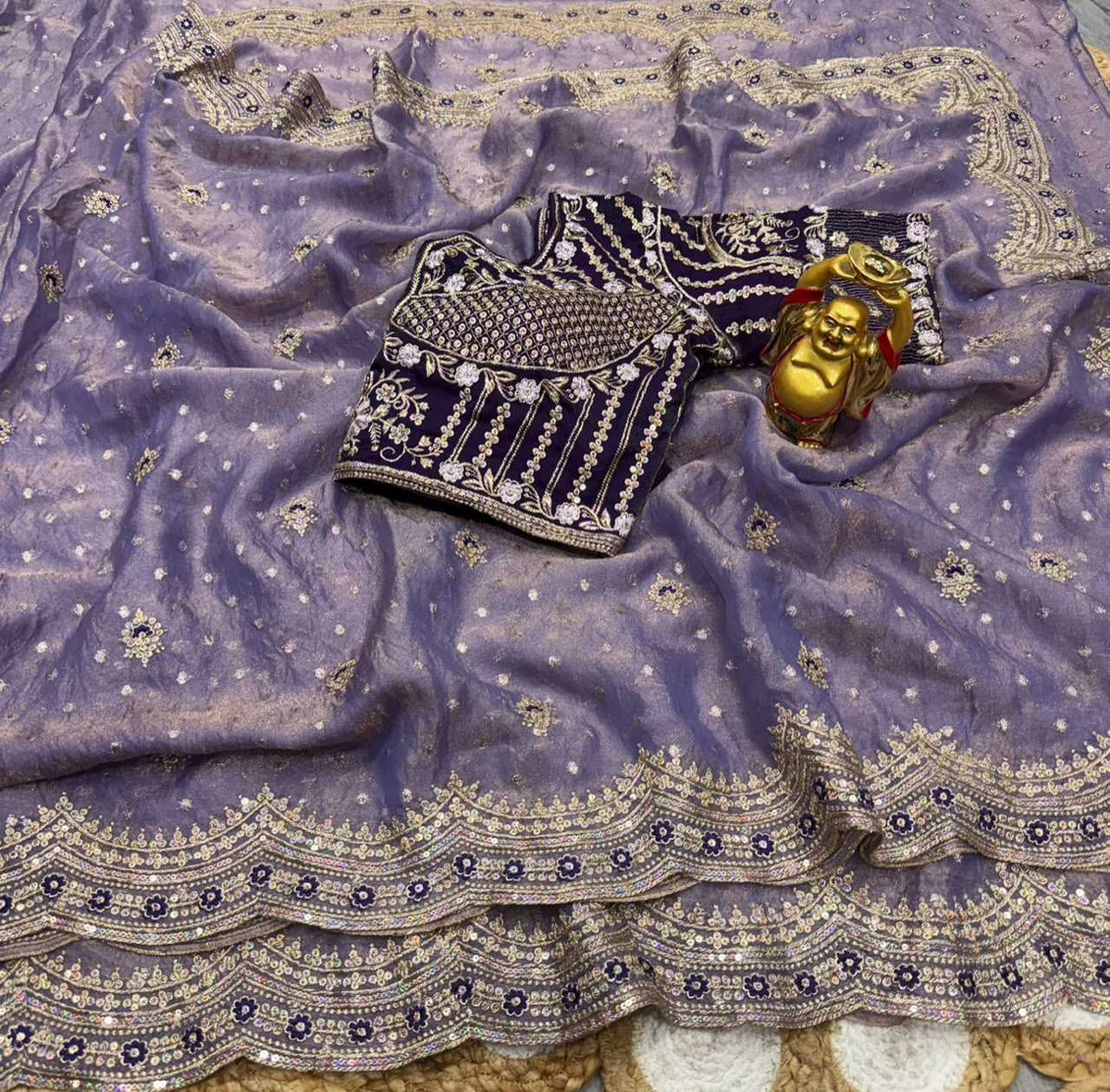 Dull Moss Designer Saree