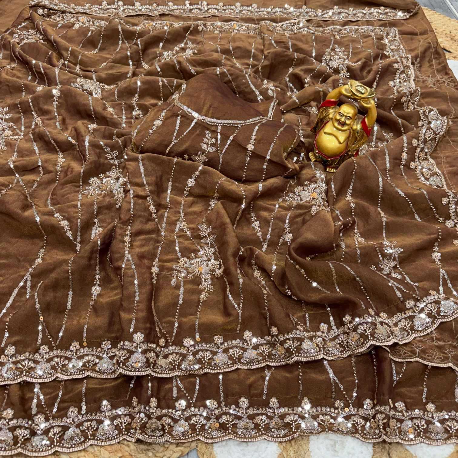 Dull Moss Designer Saree