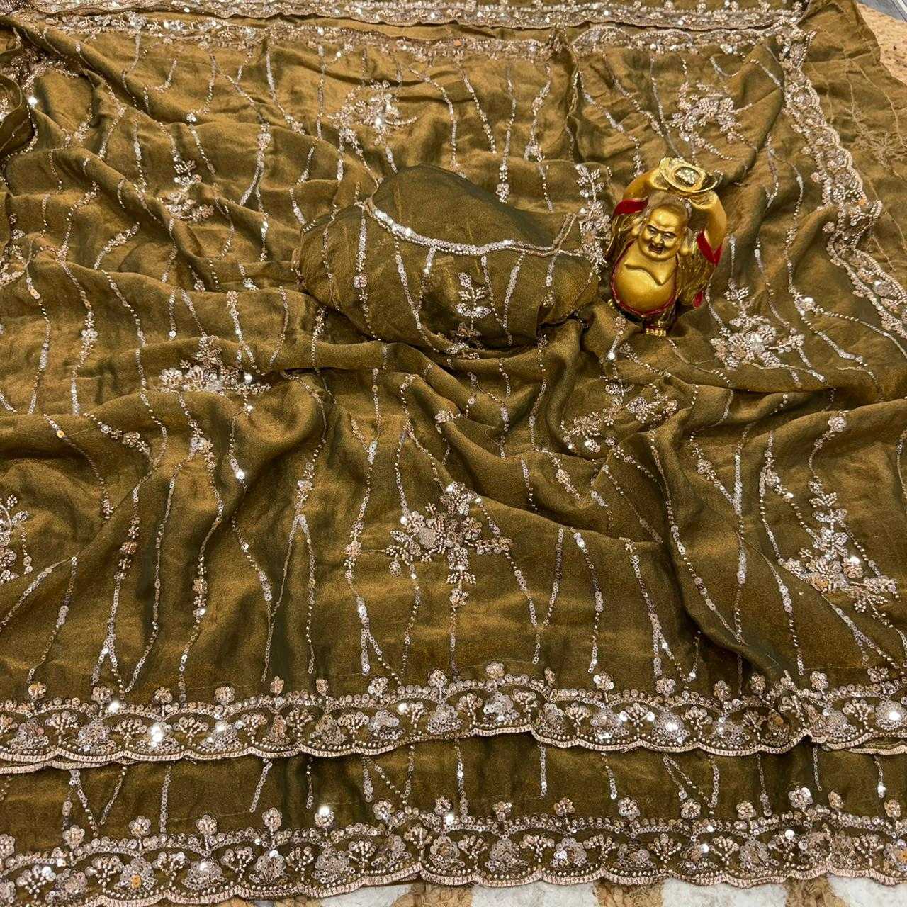 Dull Moss Designer Saree