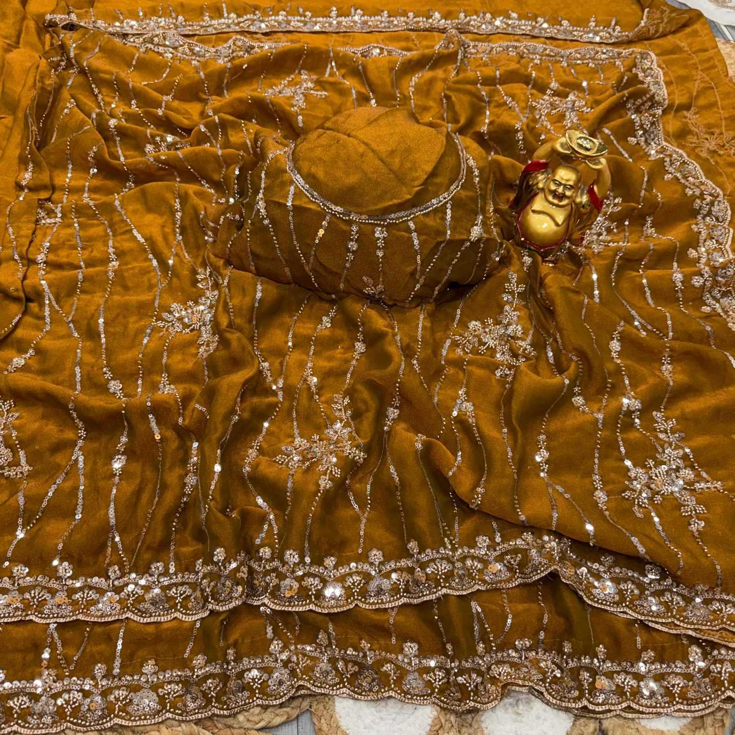 Dull Moss Designer Saree
