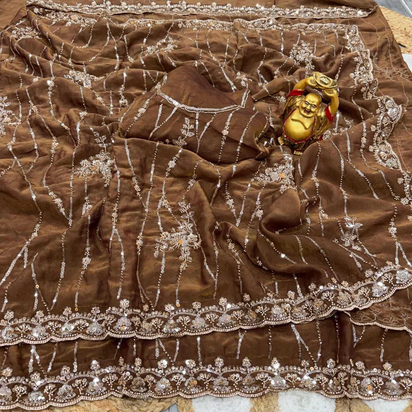 Dull Moss Designer Saree