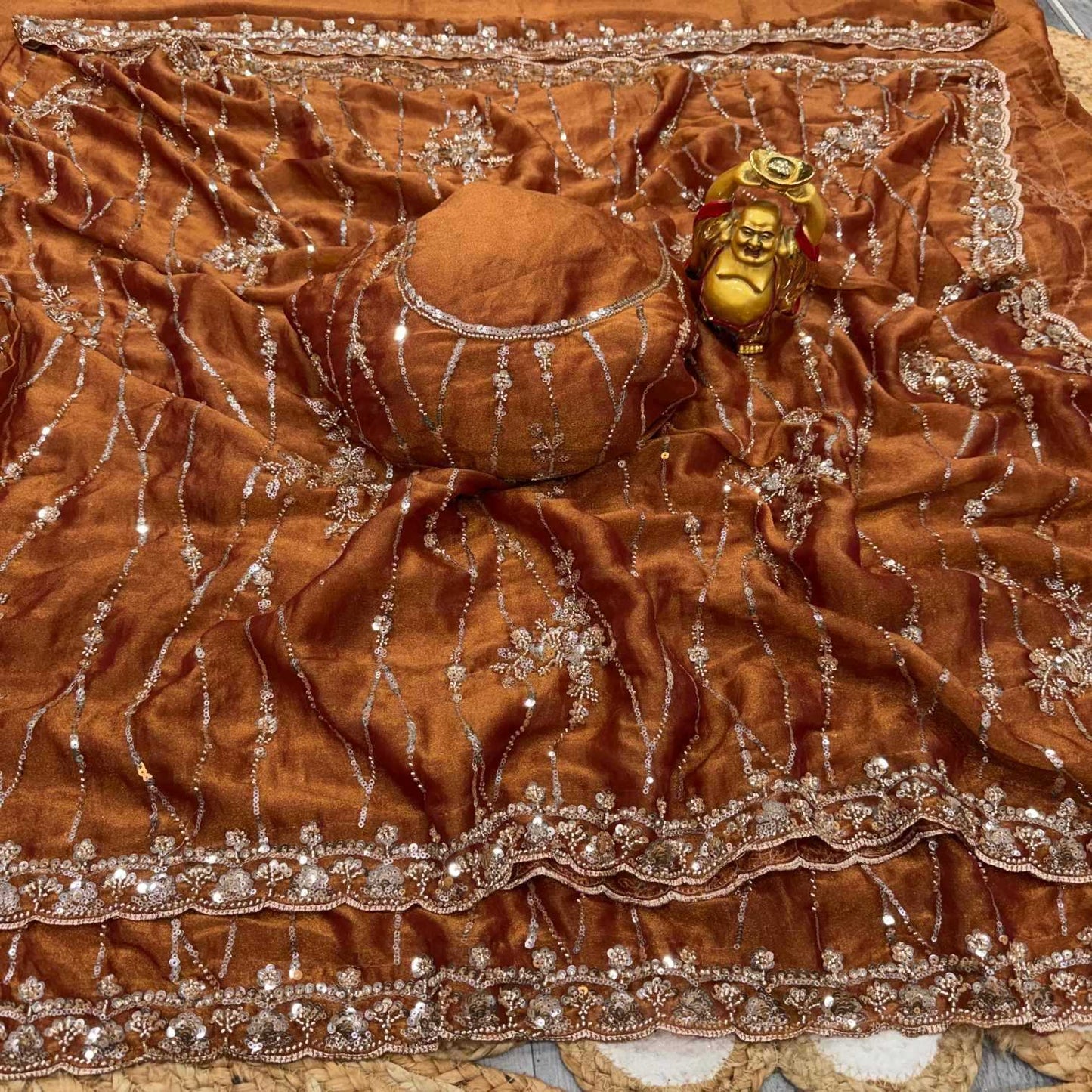Dull Moss Designer Saree