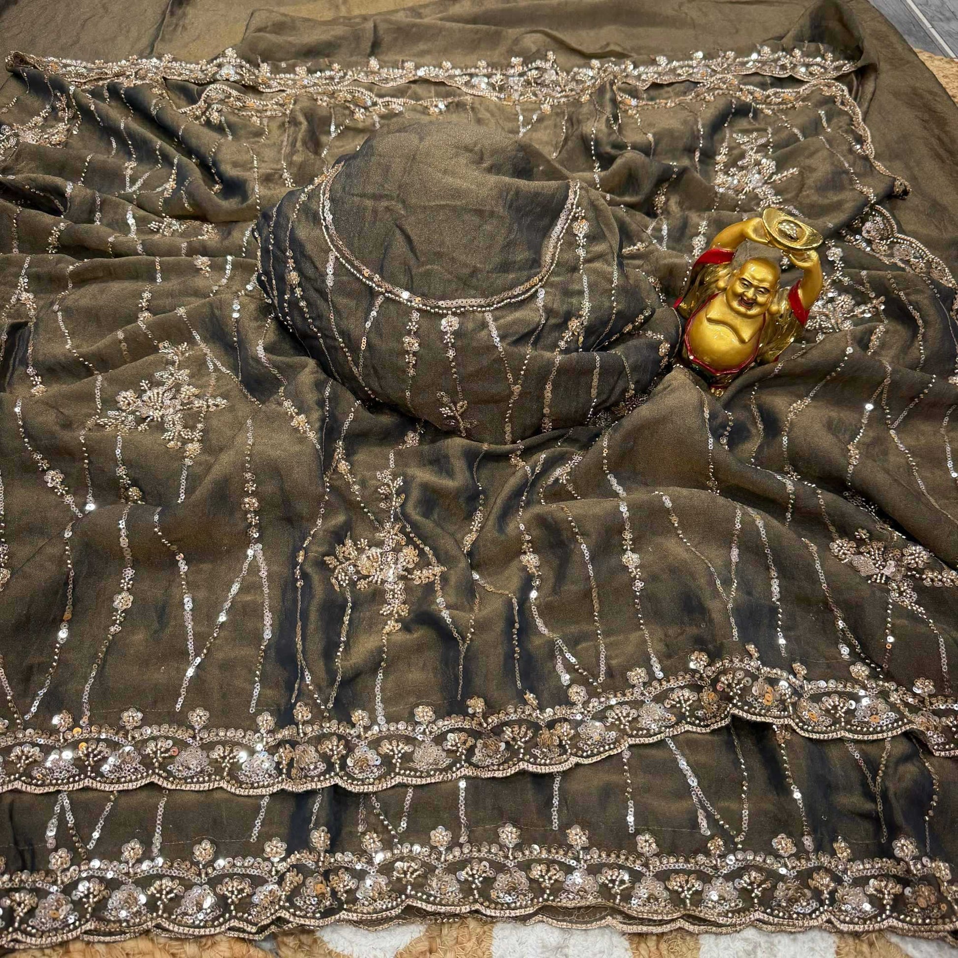 Dull Moss Designer Saree