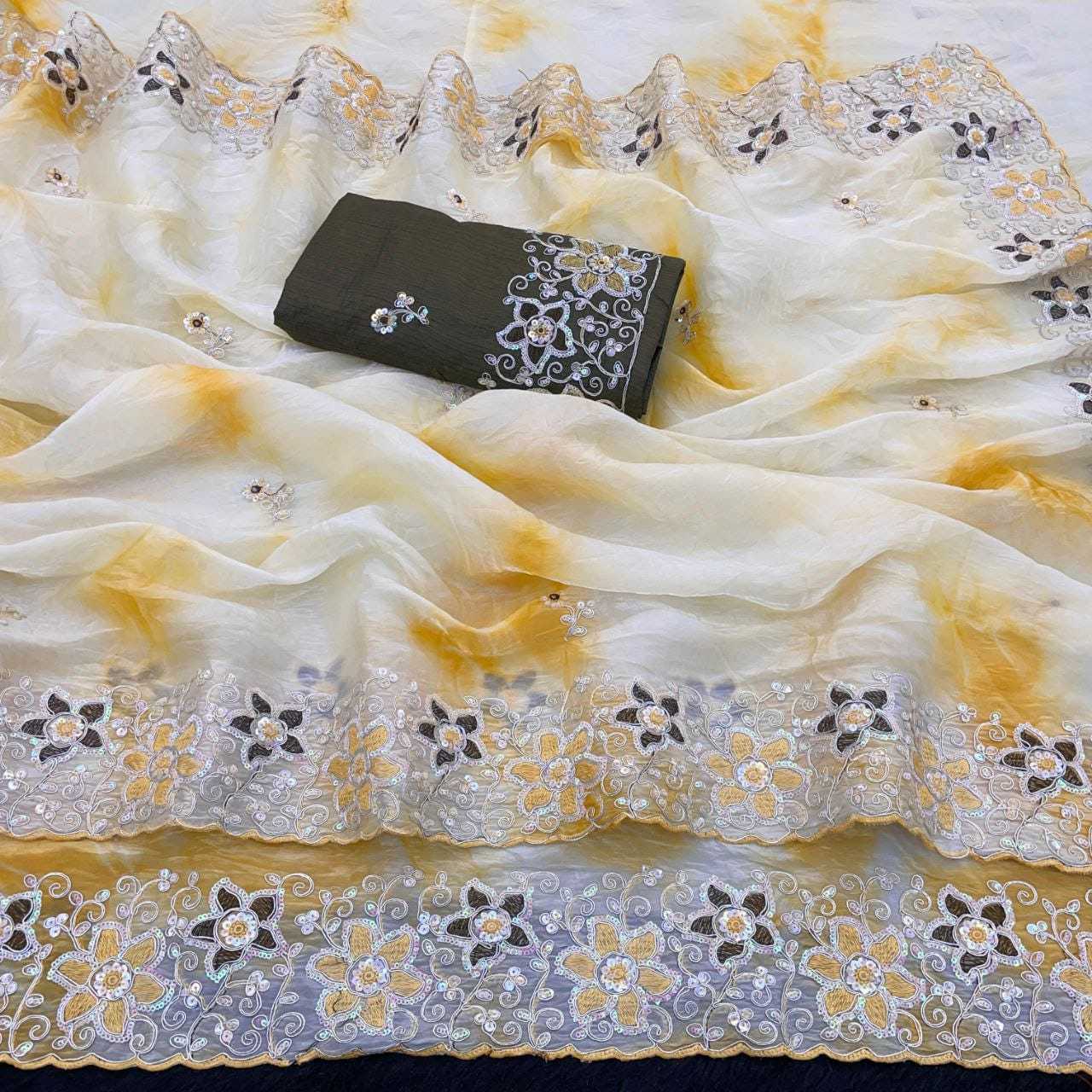 Soft Gold Crush Designer Saree