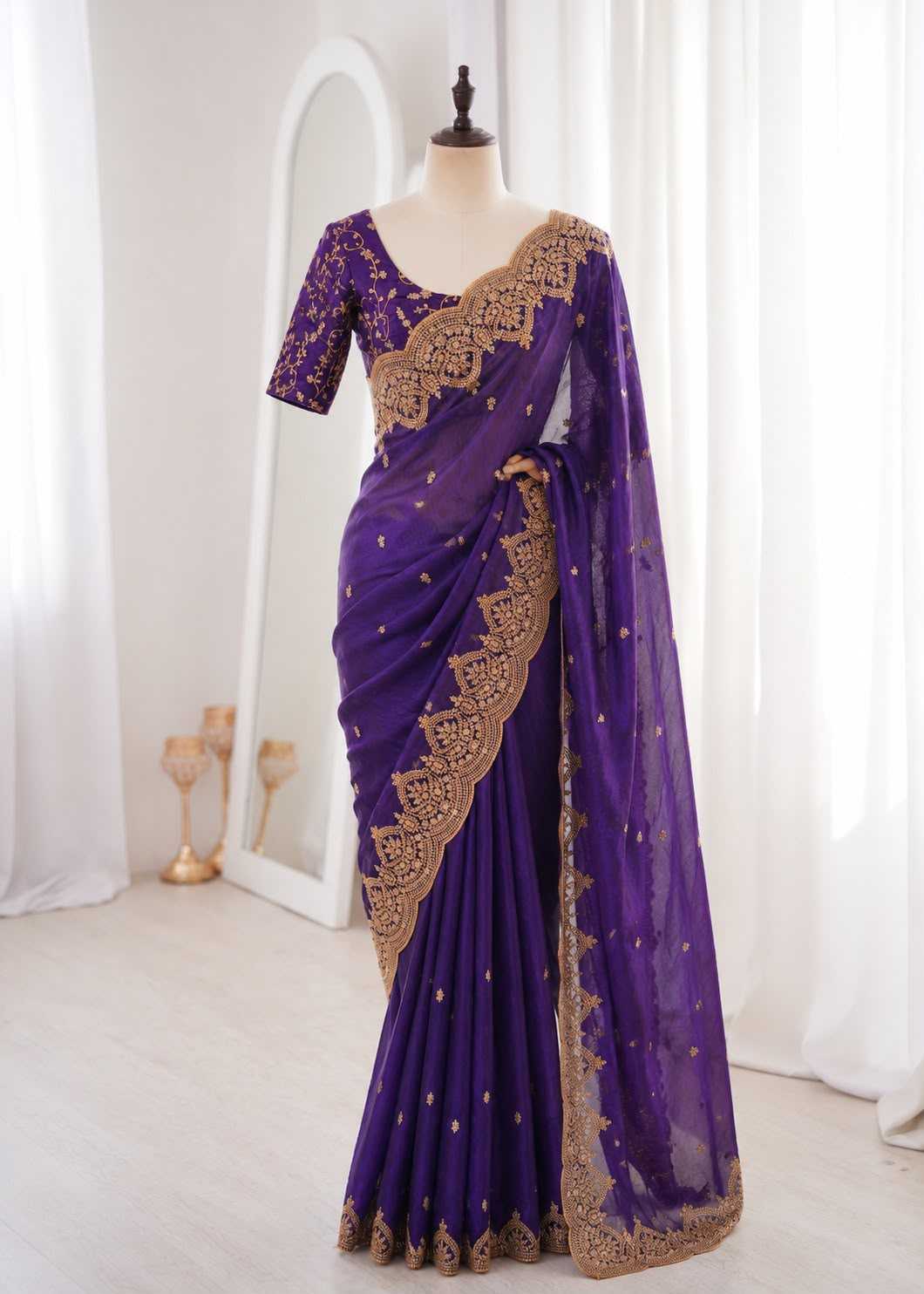 Satin Sequence Saree