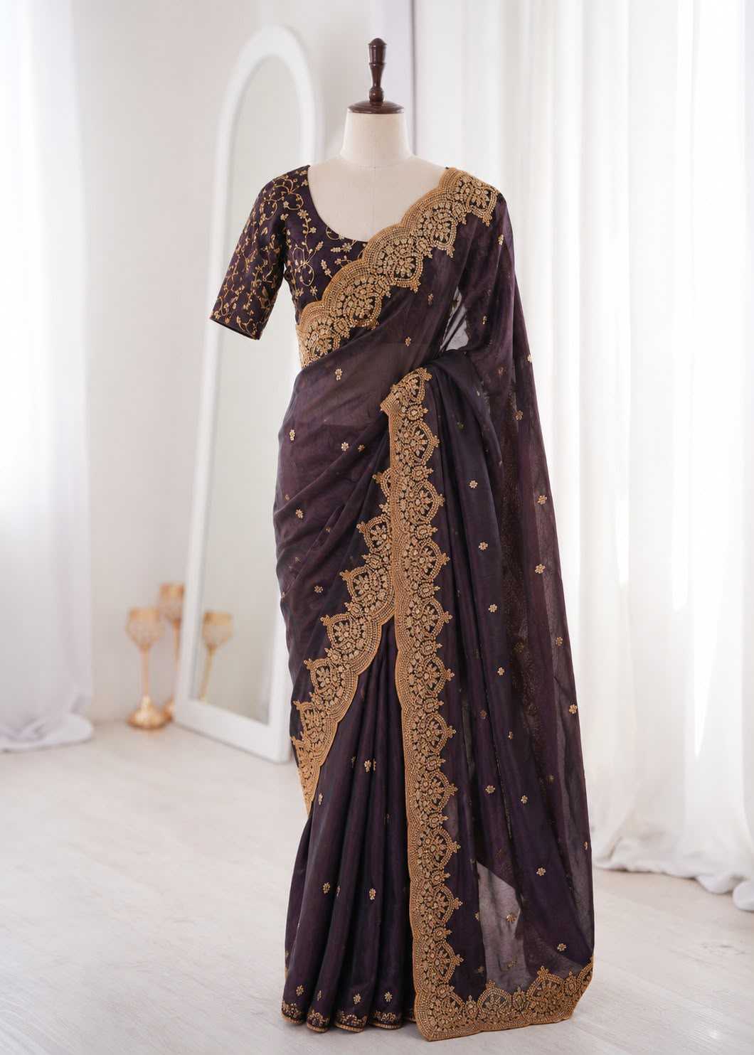 Satin Sequence Saree