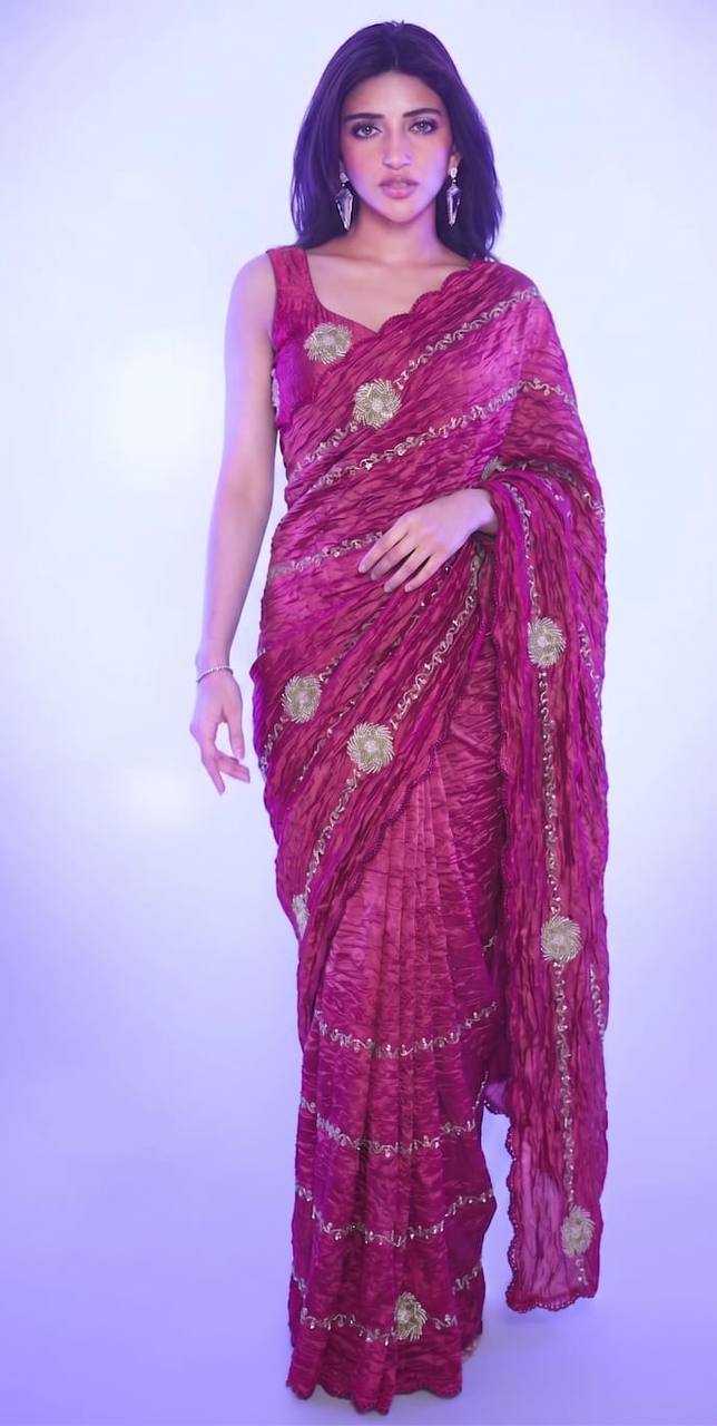 Soft Gold Crush Sequence Saree