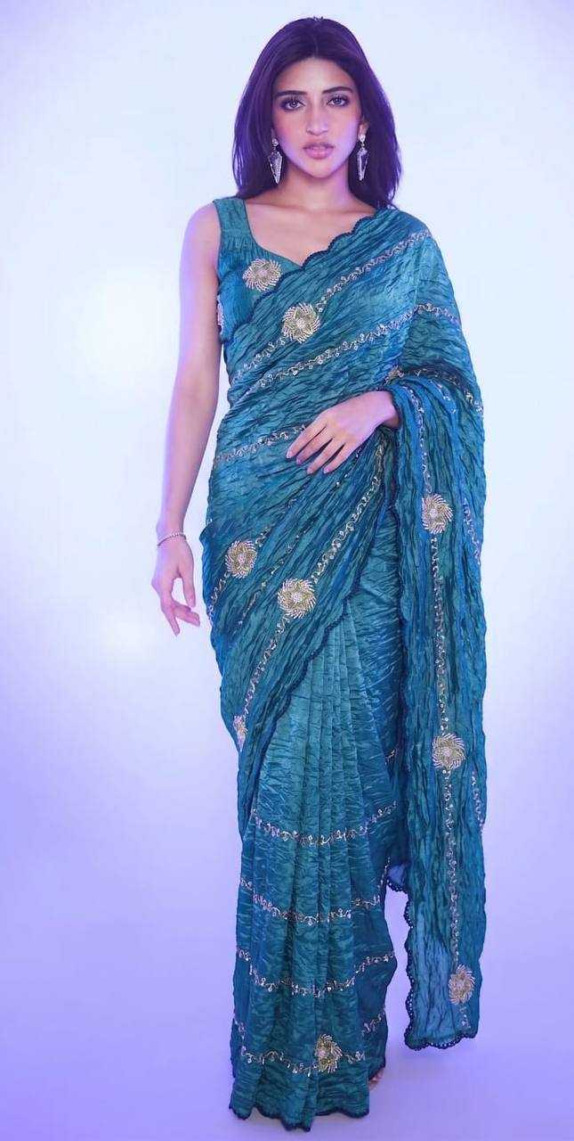 Soft Gold Crush Sequence Saree
