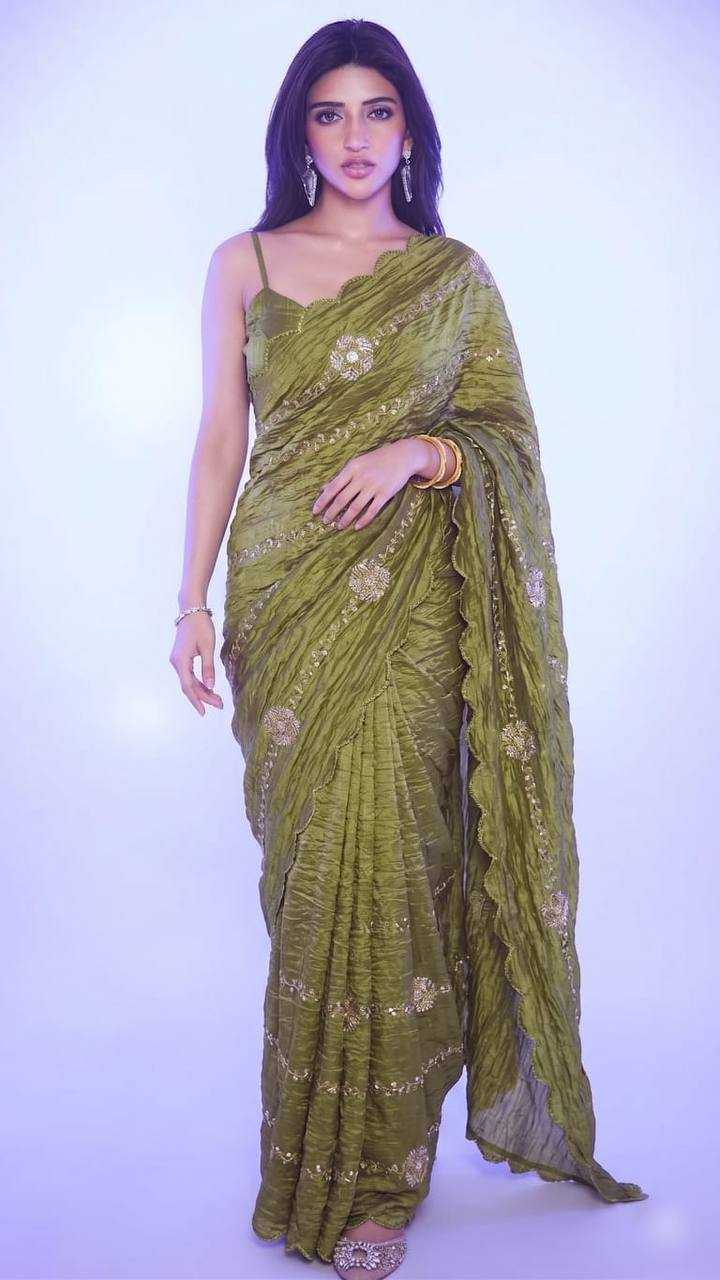 Soft Gold Crush Sequence Saree