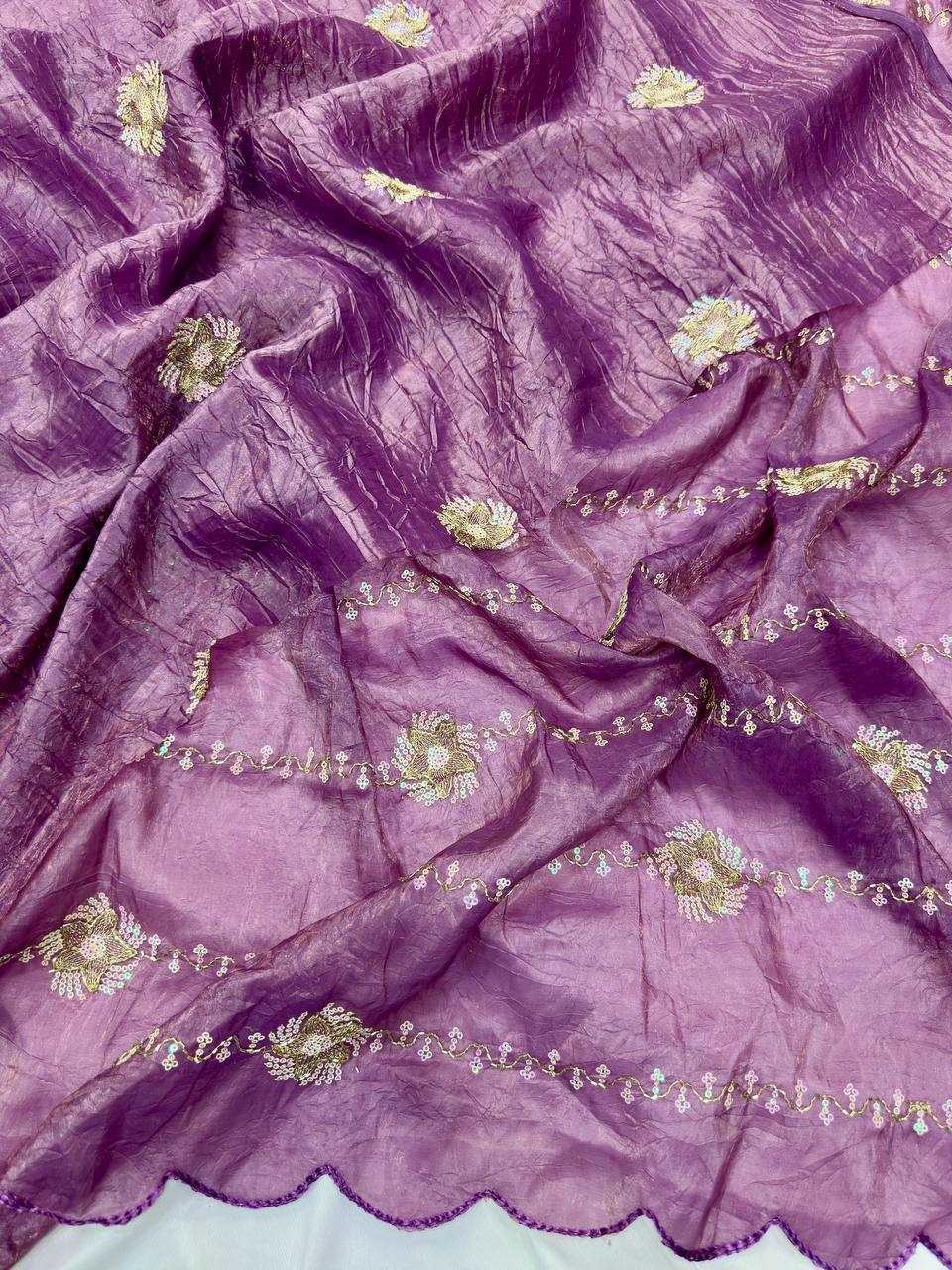 Soft Gold Crush Sequence Saree