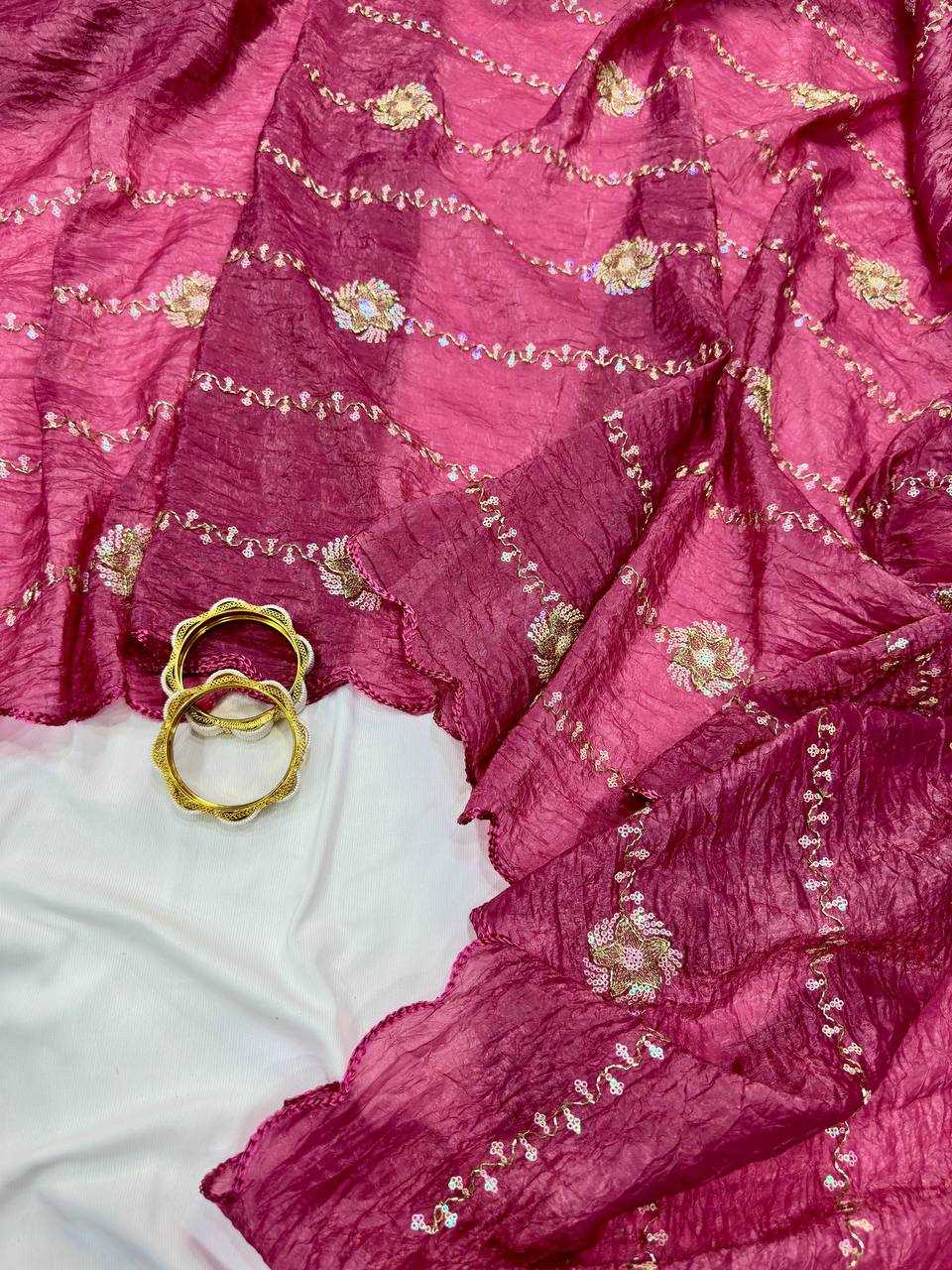 Soft Gold Crush Sequence Saree