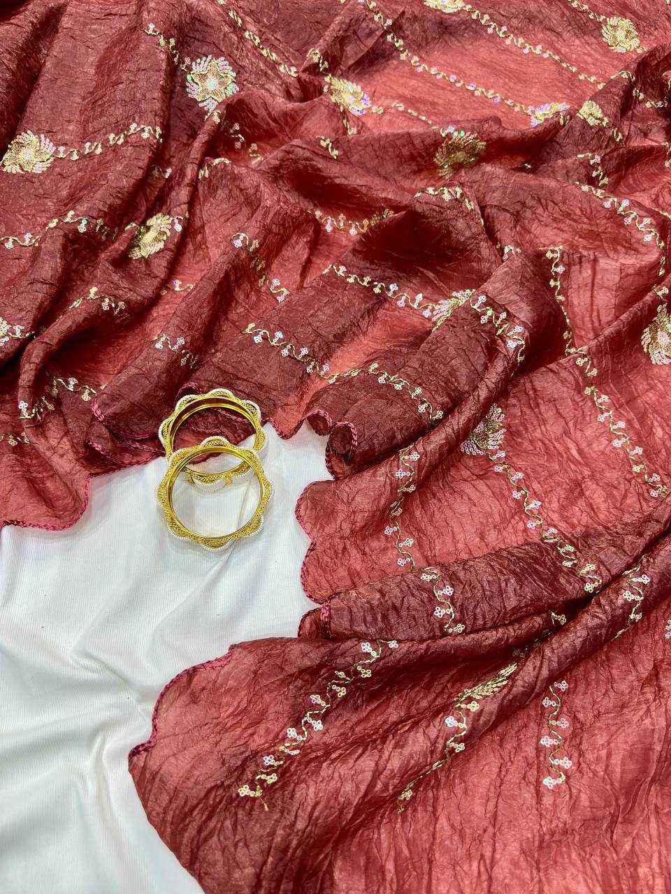Soft Gold Crush Sequence Saree