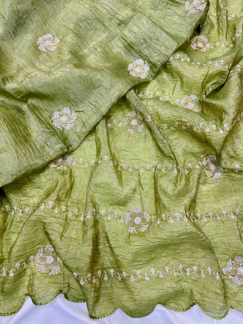 Soft Gold Crush Sequence Saree