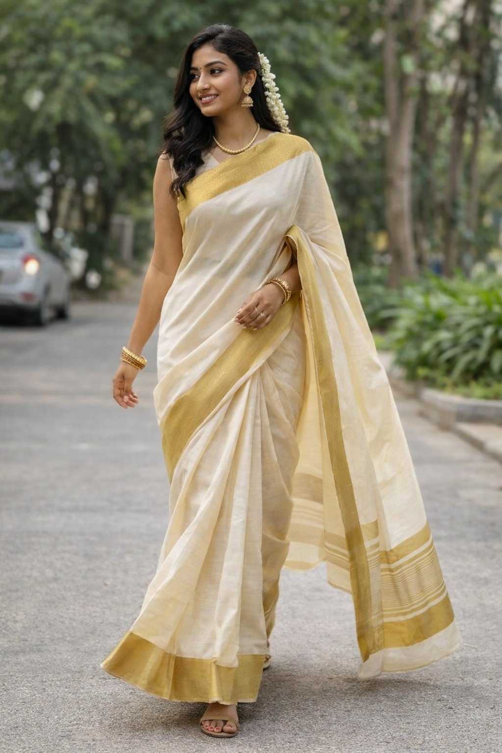 Chit Tussar Silk Designer Saree