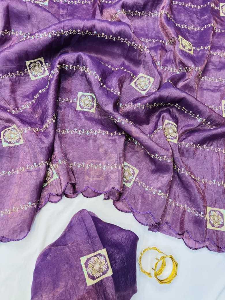 Crush Silk Designer Saree in Wine