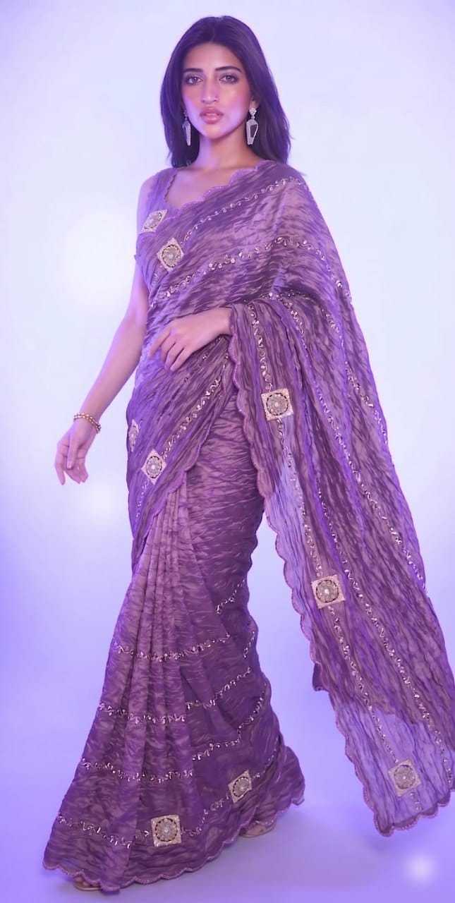 Crush Silk Designer Saree in Wine