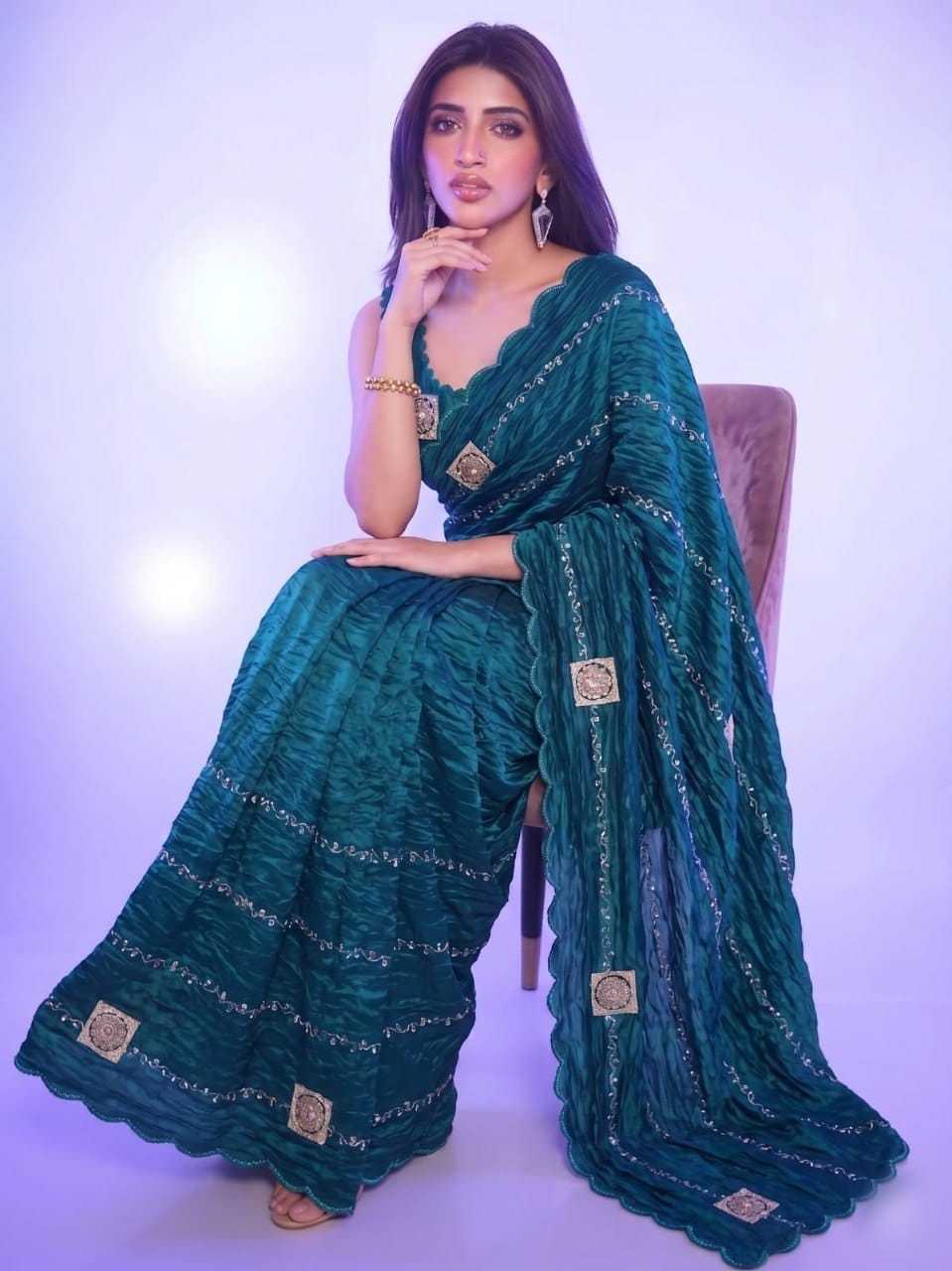 Crush Silk Designer Saree in Wine