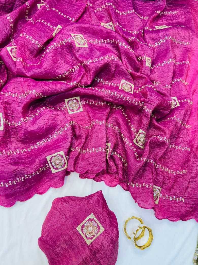 Crush Silk Designer Saree in Wine