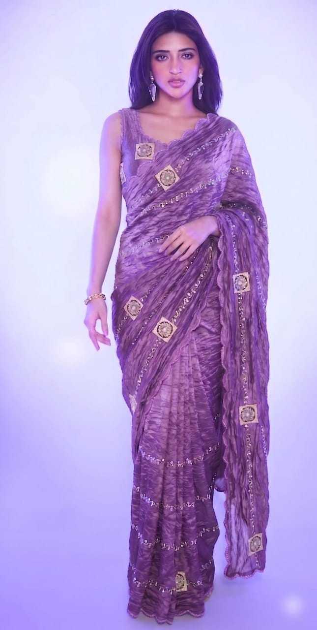 Crush Silk Designer Saree in Wine