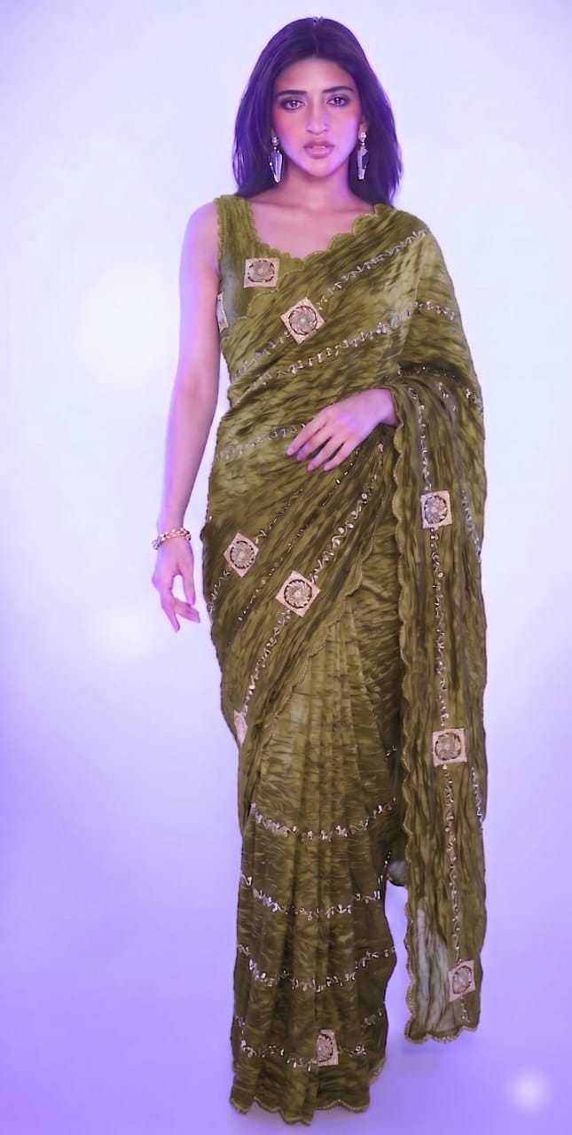 Crush Silk Designer Saree in Wine