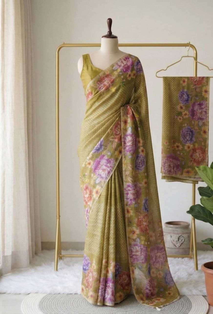 Linen Printed Saree