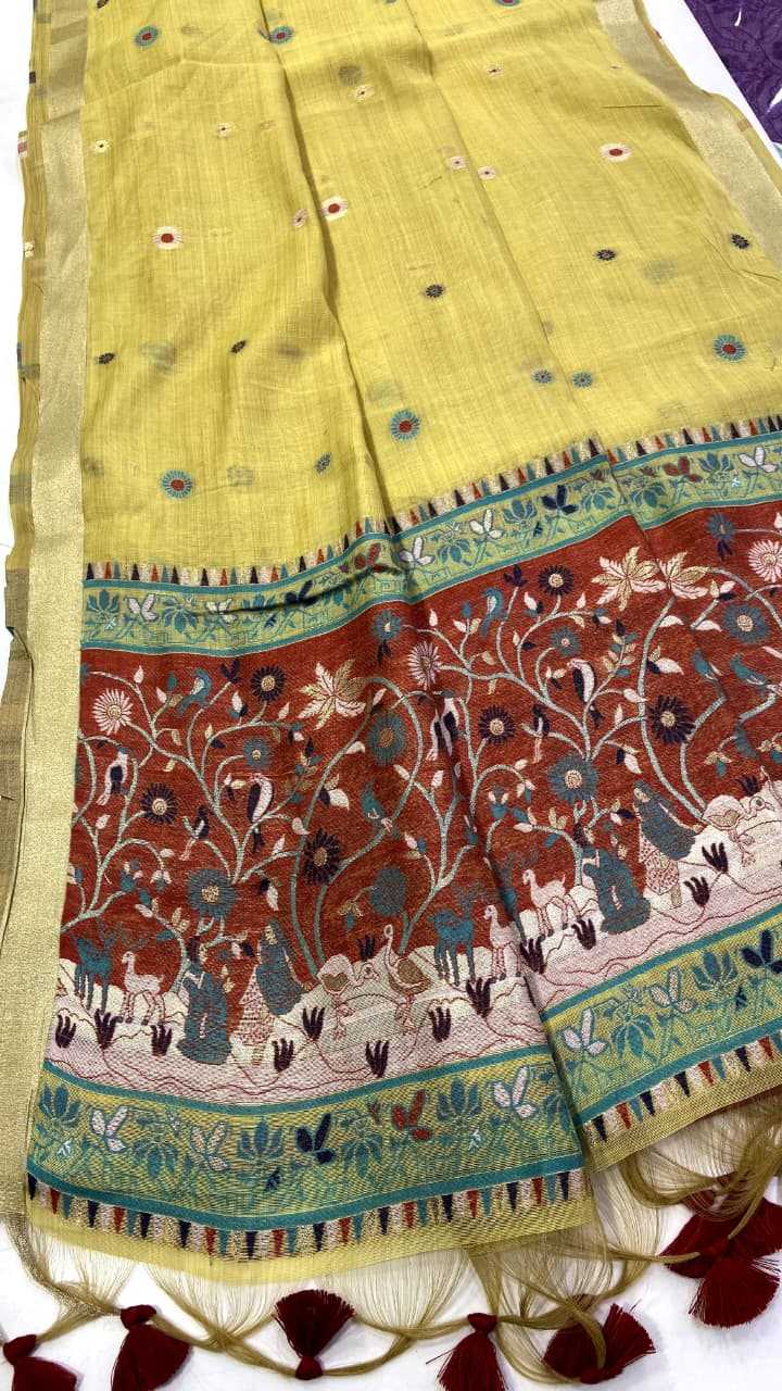 Soft Jamdani Designer Saree in Yellow