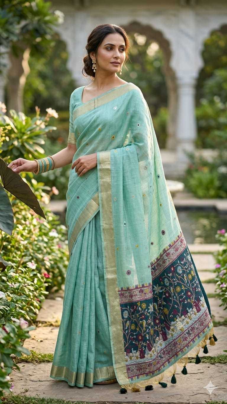 Soft Jamdani Designer Saree in Yellow