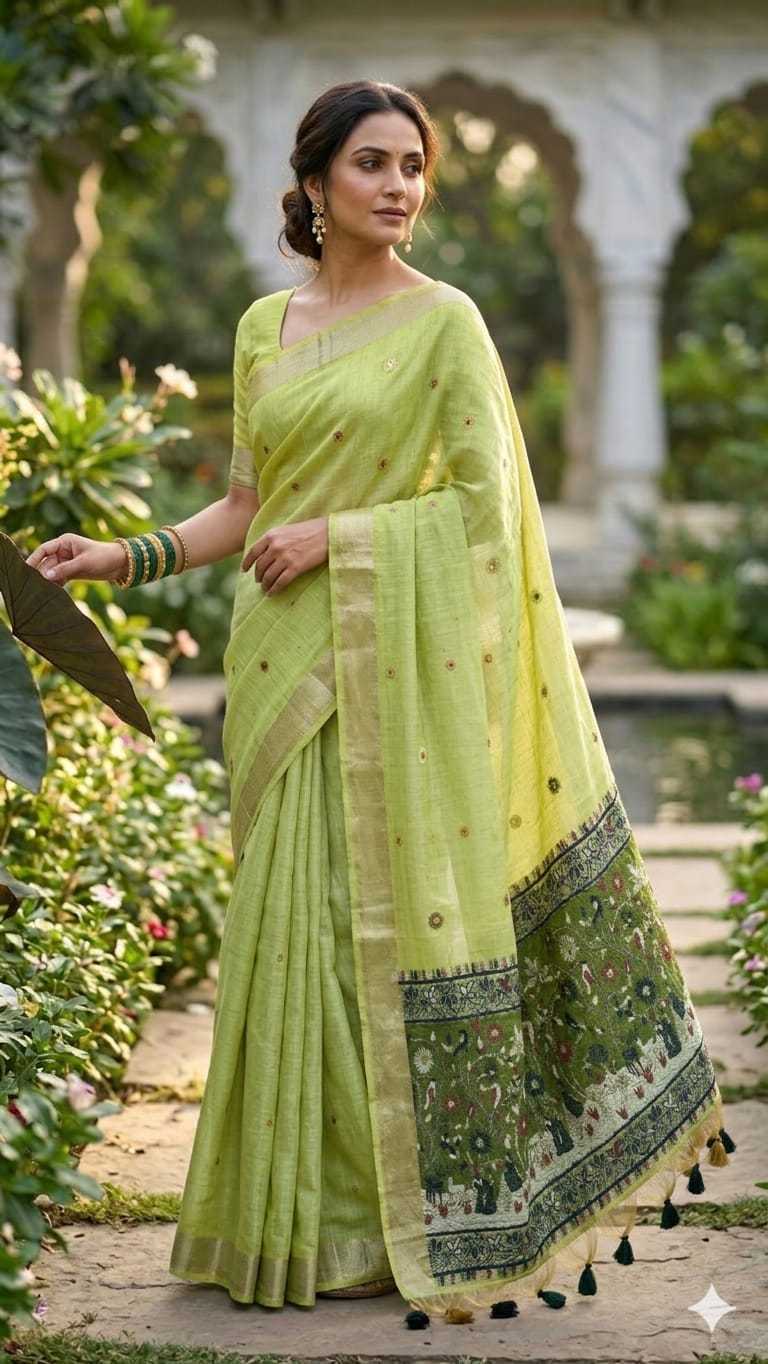 Soft Jamdani Designer Saree in Yellow