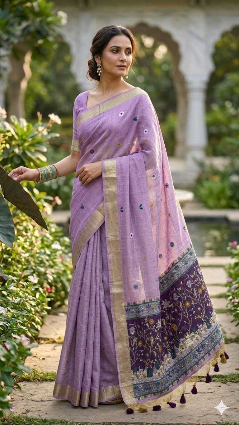 Soft Jamdani Designer Saree in Yellow