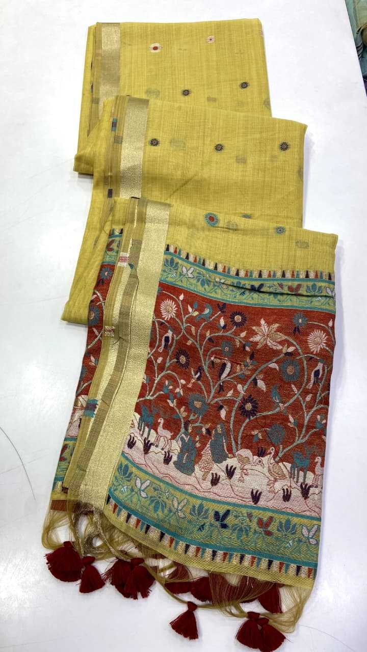 Soft Jamdani Designer Saree in Yellow