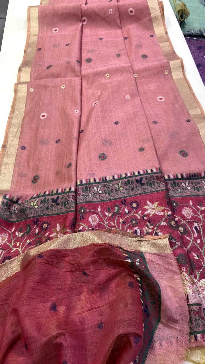 Soft Jamdani Designer Saree in Yellow