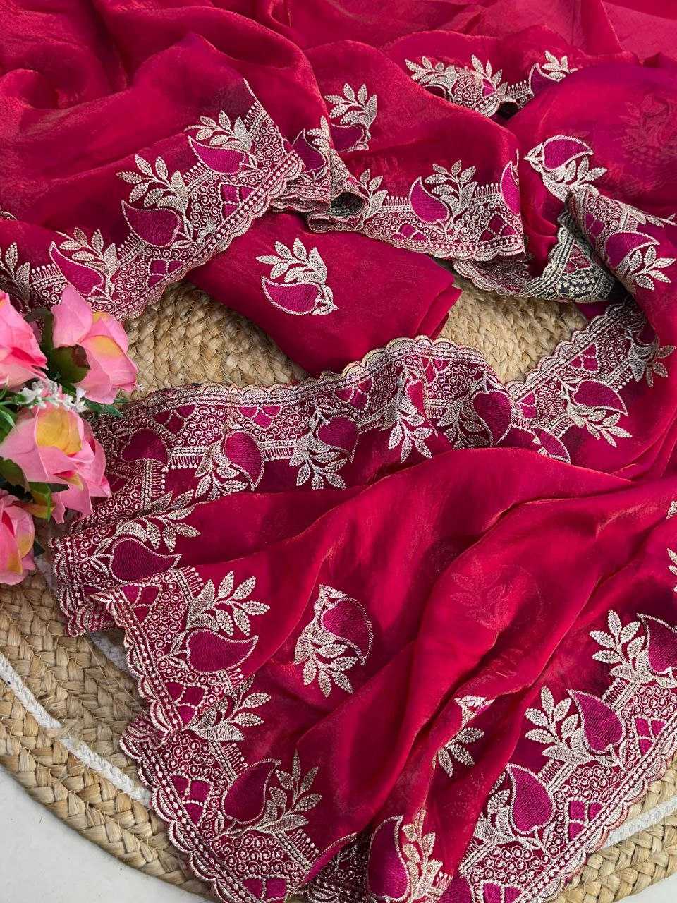 Space Silk Embroidered Saree