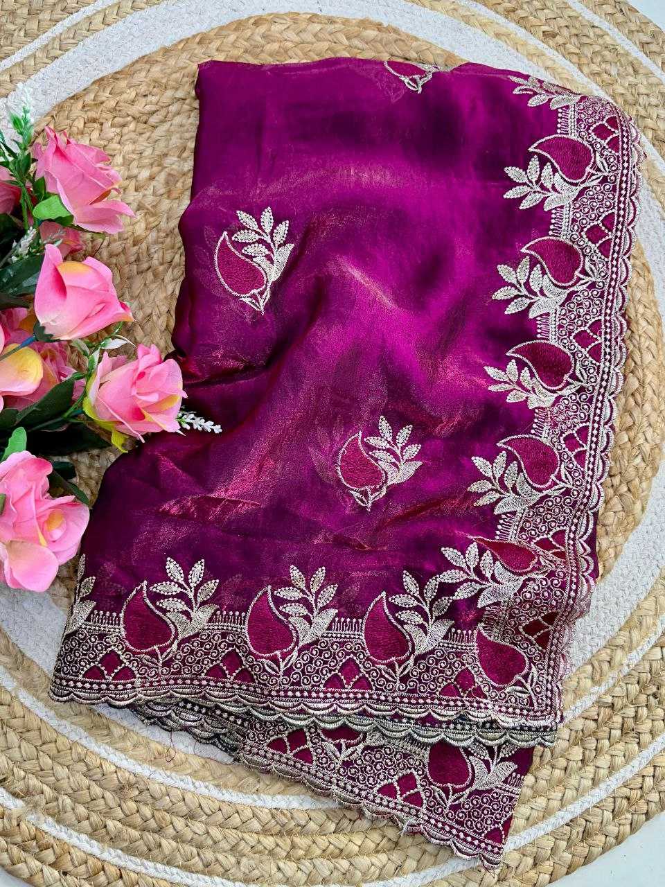Space Silk Embroidered Saree