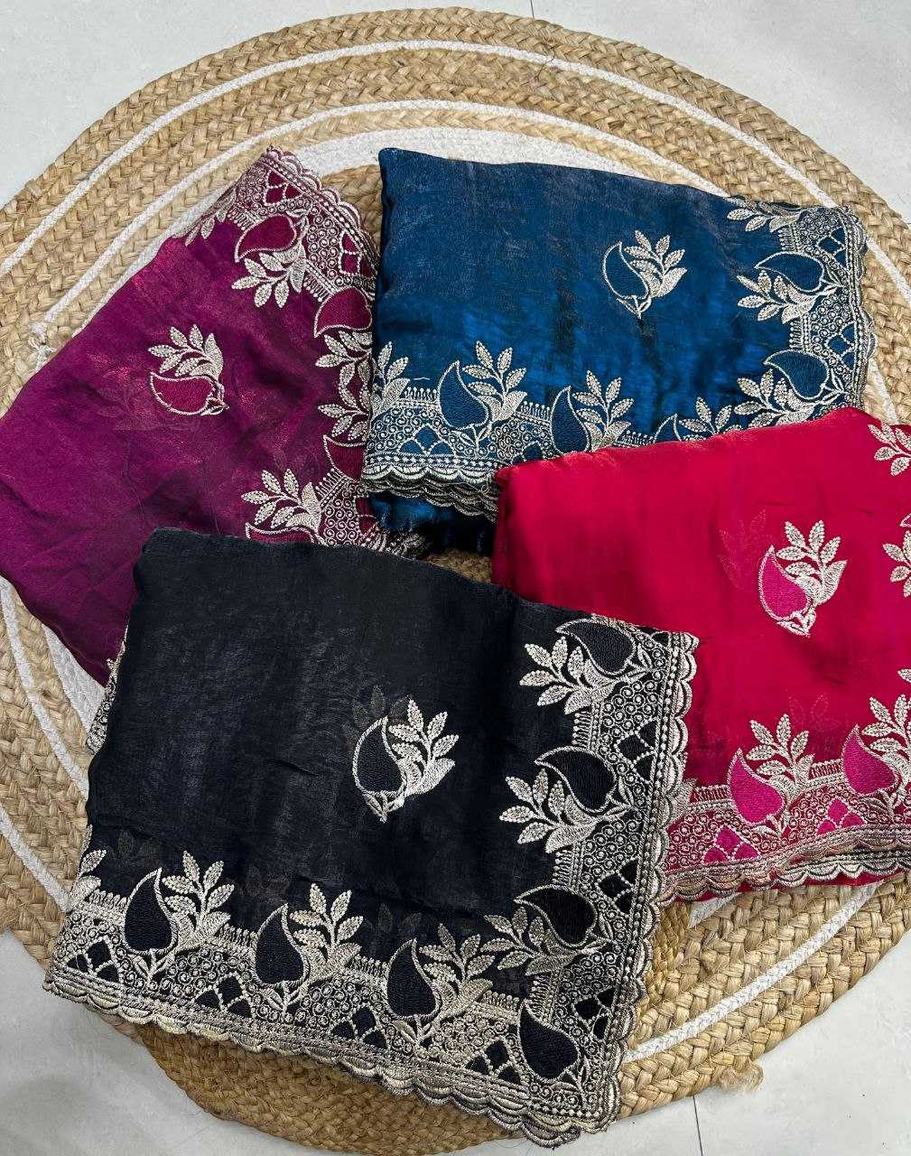 Space Silk Embroidered Saree
