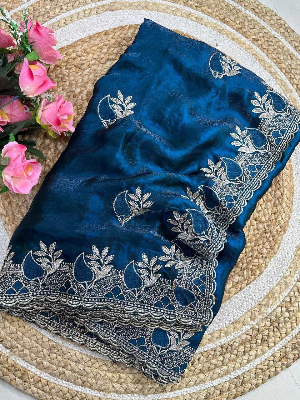 Space Silk Embroidered Saree