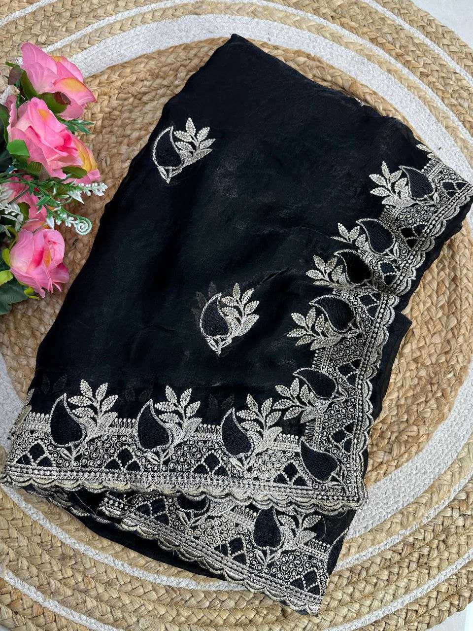 Space Silk Embroidered Saree