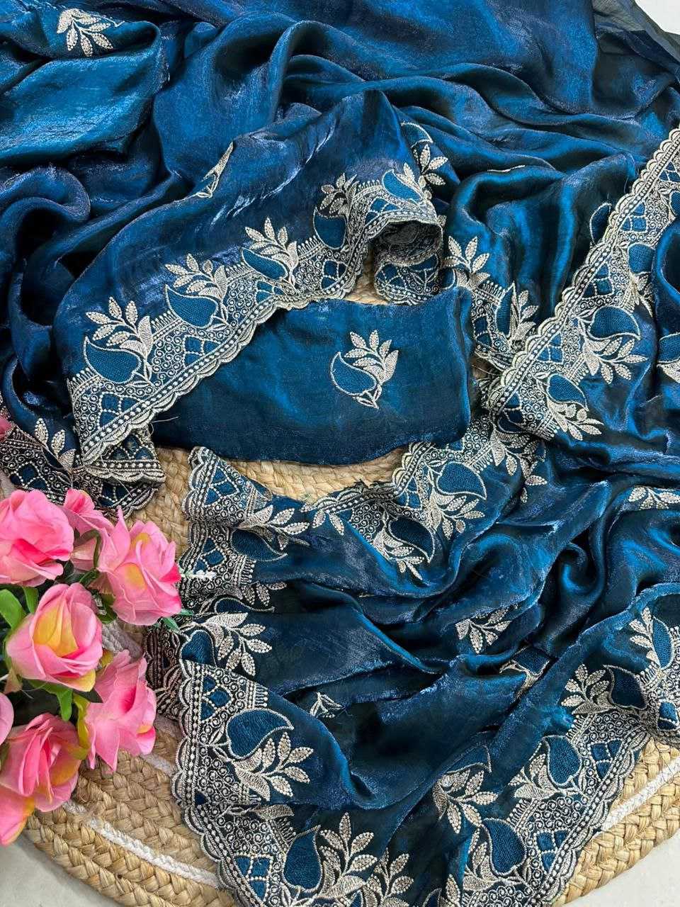 Space Silk Embroidered Saree