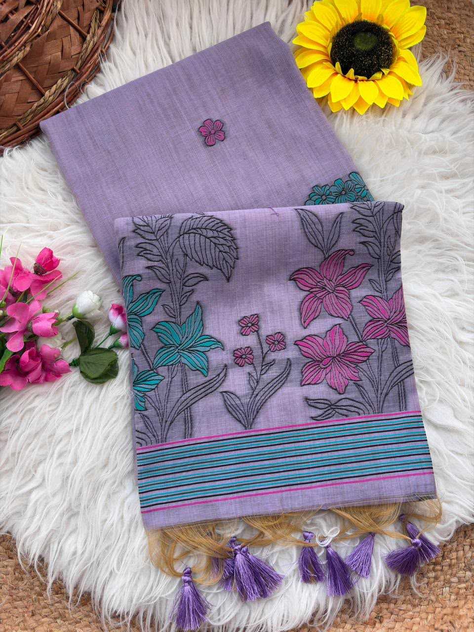 Soft Cotton Floral Saree