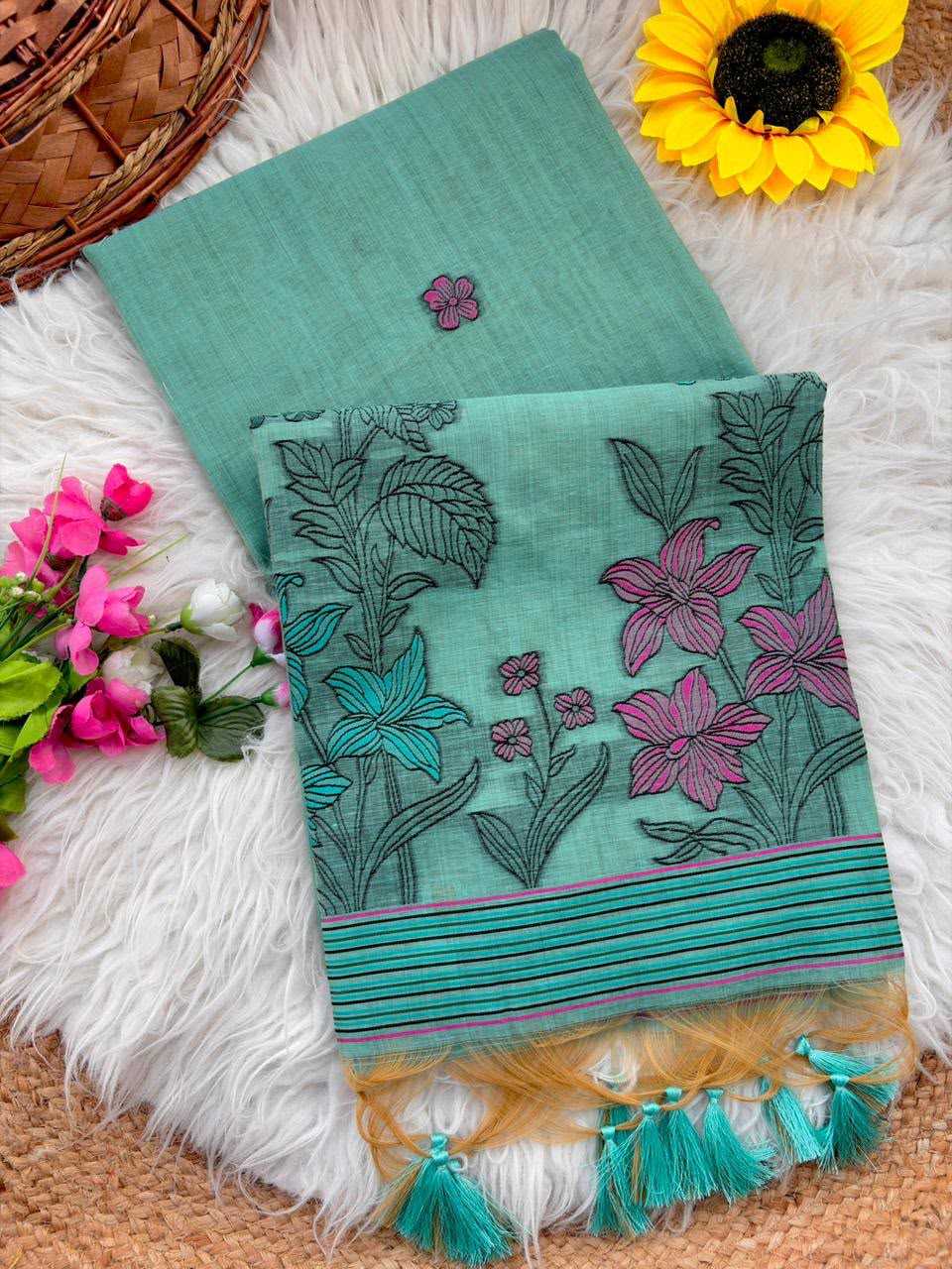 Soft Cotton Floral Saree