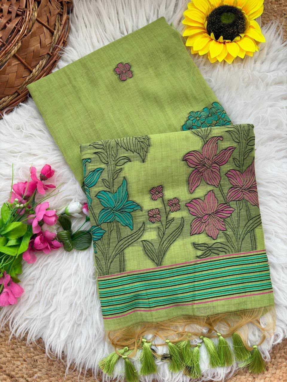 Soft Cotton Floral Saree