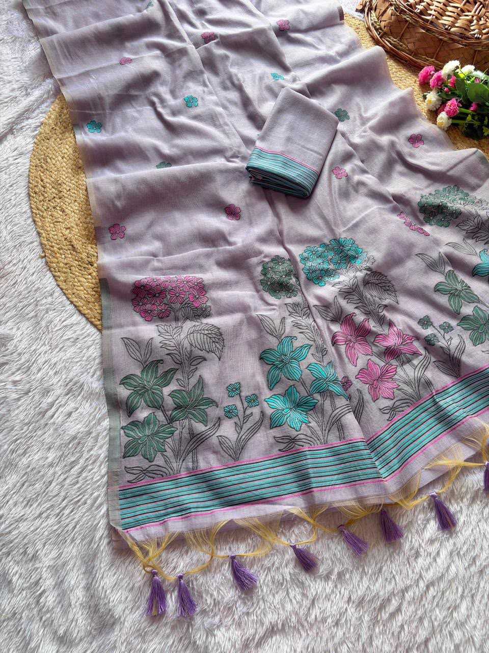 Soft Cotton Floral Saree