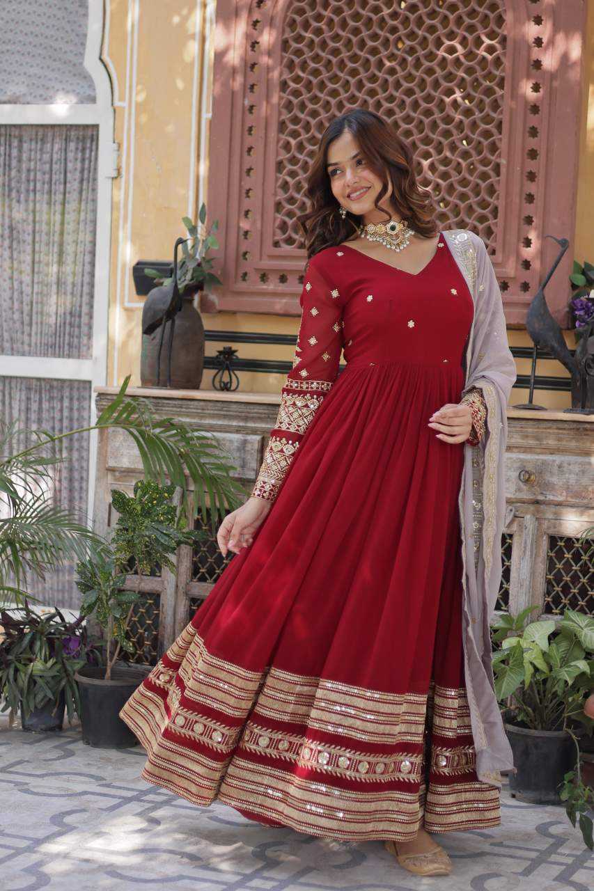 Faux Blooming Embroidery Gown 1148