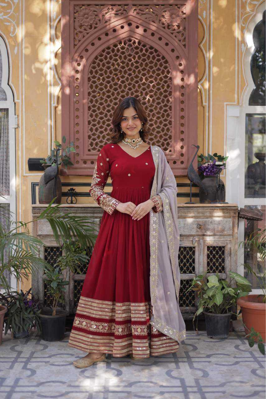Faux Blooming Embroidery Gown 1148