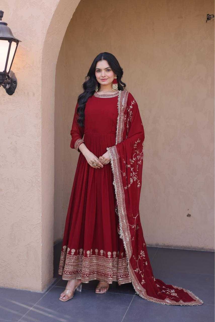 Faux Blooming Embroidery Gown 1256