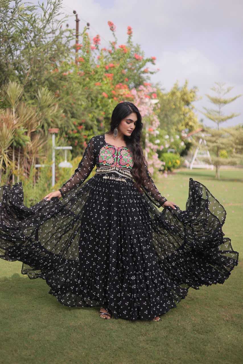 Georgette Printed Gown in Purple