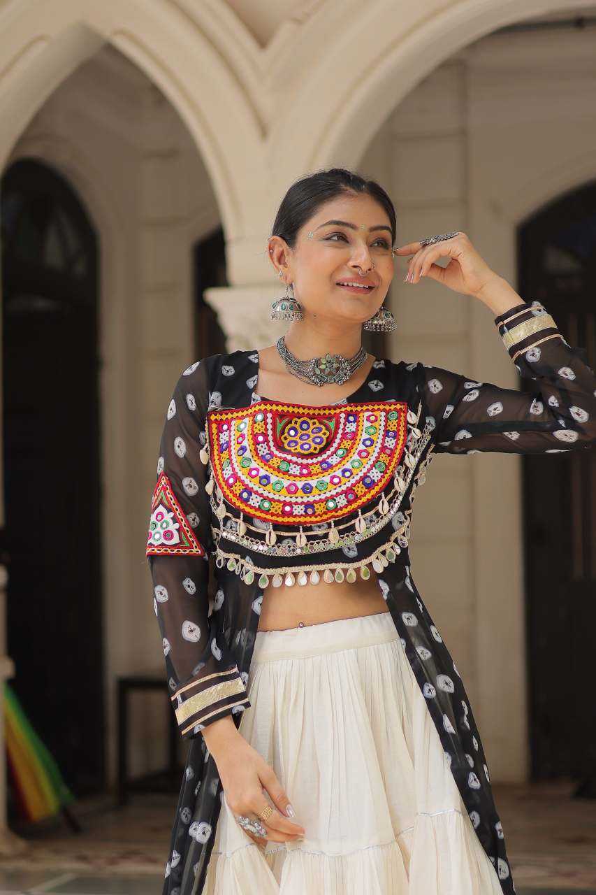 Cotton Fancy Lehenga in Black