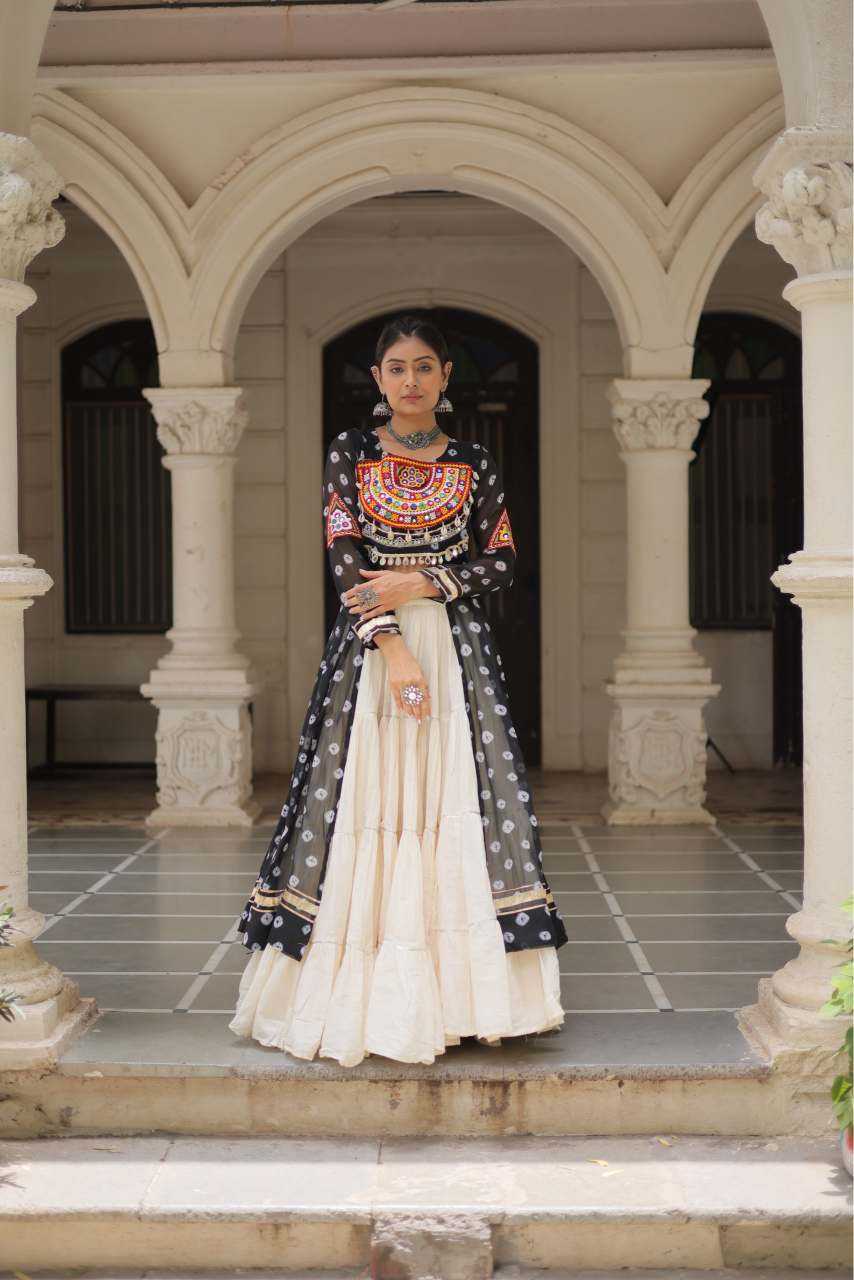 Cotton Fancy Lehenga in Black